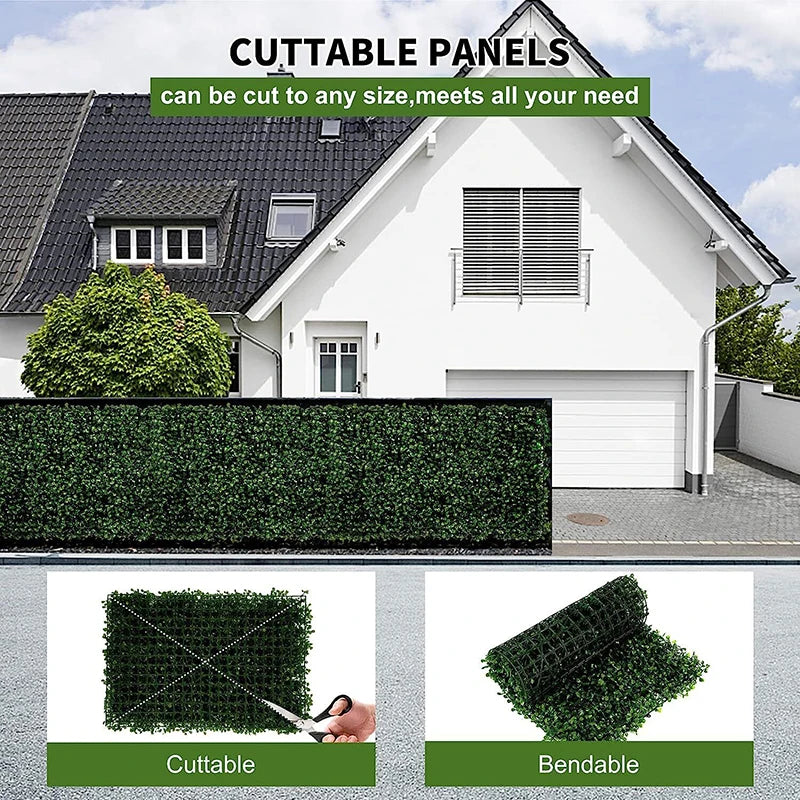24pcs Artificial Boxwood Hedge Wall Panels Greenery Privacy Fence Panel Grass for Indoor Outdoor Home Garden Wedding Decor