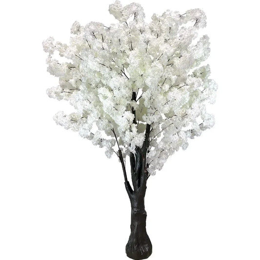 White Artificial Cherry Blossom Tree 6.5ft Faux Silk Blossom Tree for Office Home and Outdoor Decor