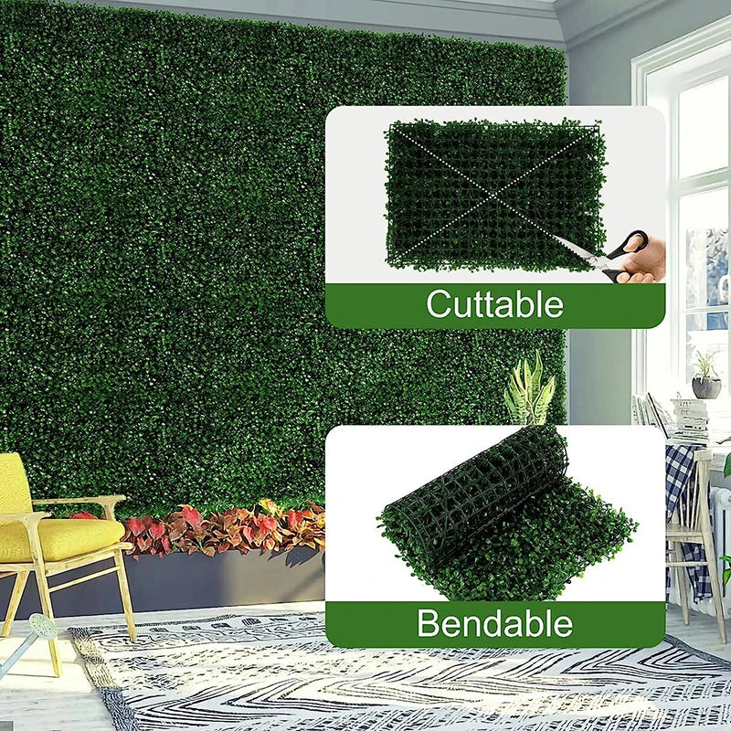 24pcs Artificial Boxwood Hedge Wall Panels Greenery Privacy Fence Panel Grass for Indoor Outdoor Home Garden Wedding Decor