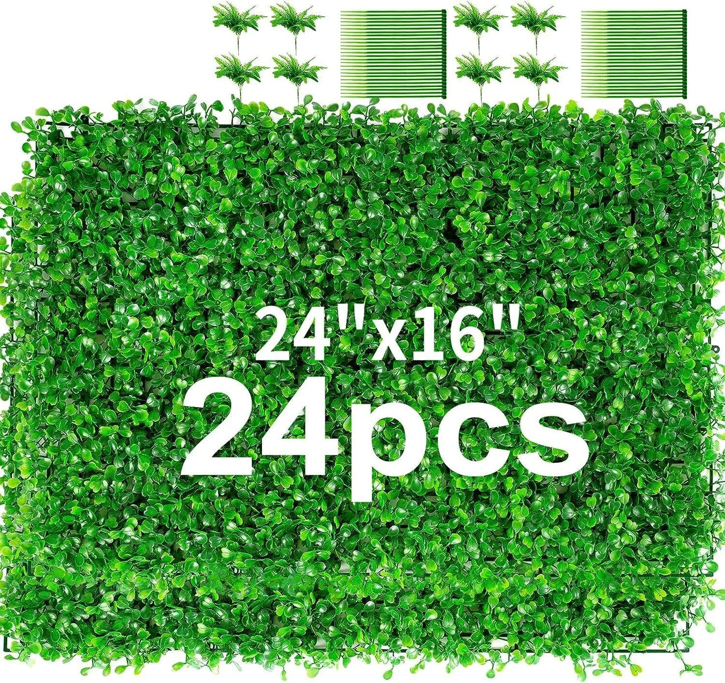 24pcs Artificial Boxwood Hedge Wall Panels Greenery Privacy Fence Panel Grass for Indoor Outdoor Home Garden Wedding Decor